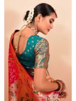 Women Pink Paithani Woven Saree with Unstitched Blouse - Image 3